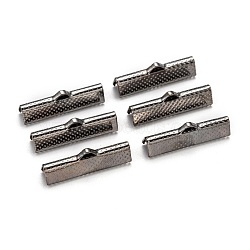 Iron Ribbon Crimp Ends, Cadmium Free & Nickel Free & Lead Free, Gunmetal, 8x25mm, Hole: 1.6mm(E182Y-B)