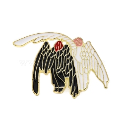 Greek Mythology Zinc Alloy Brooches, Angel and Devil Enamel Pins, White, 30x41mm(JEWB-D070-01LG-01)