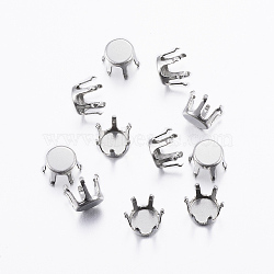 Non-Tarnish 304 Stainless Steel Rhinestone Claw Settings, Stainless Steel Color, Fit for 7mm Rhinestone, 5.5x8mm(STAS-H376-63)