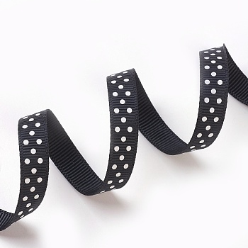 Polka Dot Ribbon Grosgrain Ribbon, Black, three points on an oblique line, about 3/8 inch(10mm) wide, 50yards/roll(45.72m/roll)