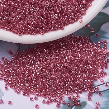 MIYUKI Delica Beads, Cylinder, Japanese Seed Beads, 11/0, (DB0914) Sparkling Rose Lined Crystal, 1.3x1.6mm, Hole: 0.8mm, about 10000pcs/bag, 50g/bag