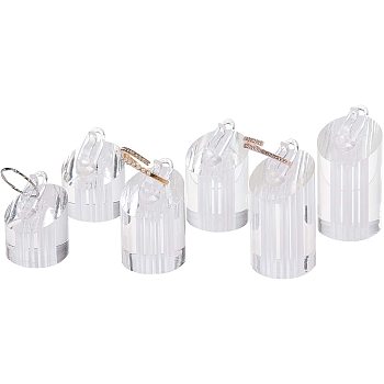 Jewelry Finger Rings Holders Organic Glass Ring Display Stand Sets, Column, Clear, 25x30~50mm, 3pcs/set