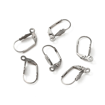 316 Surgical Stainless Steel Leverback Earring Findings, with Vertical Loops, Flower, Stainless Steel Color, 18x11x4.5mm, Hole: 1.6mm, Pin: 0.7mm