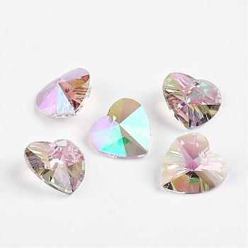 Faceted K9 Glass Charms, Imitation Austrian Crystal, Heart, Clear, 12x12x6mm, Hole: 1.5mm