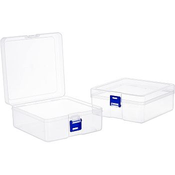 Polypropylene(PP) Storage Containers Box Case, with Lids, for Small Items and Other Craft Projects, Square, Clear, 14.7x14.7x6.3cm