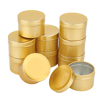 Aluminium Jar, Flip Cover, Food Grade Packaging Box, for Tea-leaf Stroage, Column, Golden, 2x1-3/8 inch(5.1x3.6cm), Capacity: 50ml(1.69fl. oz)