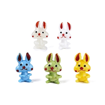 Handmade Lampwork Rabbit Figurine Display Decorations, for Home Desktop Decoration, Mixed Color, 25~27x14~16.5x13~14mm
