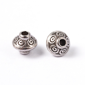 200Pcs Tibetan Style Alloy Spacer Beads, Lead Free & Cadmium Free, Bicone, Antique Silver, 5.4x6.3mm, Hole: 1mm