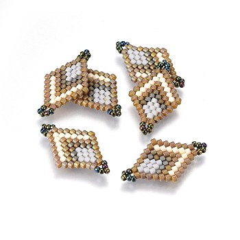 MIYUKI & TOHO Handmade Japanese Seed Beads Links, Loom Pattern, Rhombus, Colorful, 23~24x13~14x1.7mm, Hole: 1.5mm