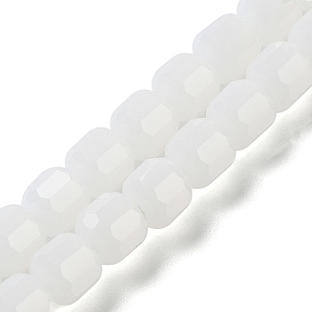 Imitation Jade Glass Bead Strands, Faceted Barrel, WhiteSmoke, 6.5~7x6mm, Hole: 1mm, about 78pcs/strand, 19.88~21.85 inch(50.5~55.5cm)