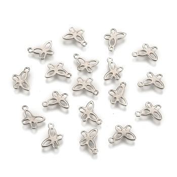 304 Stainless Steel Insect Charm Butterfly Pendants, Stainless Steel Color, 11x9x1mm, Hole: 1mm