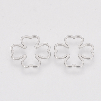 201 Stainless Steel Linking Ring, Flower, Stainless Steel Color, 12x12x0.8mm