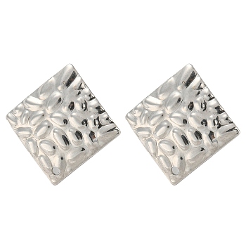 304 Stainless Steel Stud Earring Findings, with Hole, Rhombus, 20x20mm, Hole: 1.2mm, Pin: 0.7mm