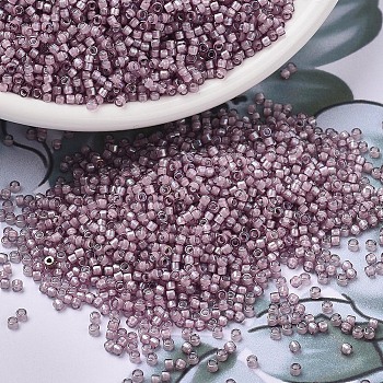 MIYUKI Delica Beads, Cylinder, Japanese Seed Beads, 11/0, (DB1791) White Lined Smoky Amethyst AB, 1.3x1.6mm, Hole: 0.8mm, about 10000pcs/bag, 50g/bag
