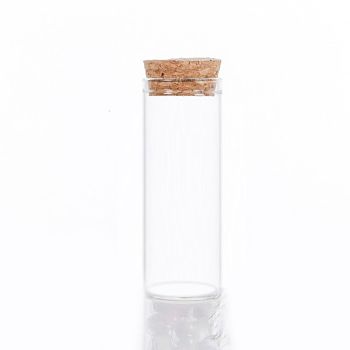 Mini High Borosilicate Glass Bottle Bead Containers, Wishing Bottle, with Cork Stopper, Column, Clear, 8x3cm, Capacity: 40ml(1.35fl. oz)