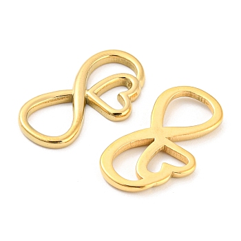 304 Stainless Steel Connector Charms, Infinity Links with Heart, Real 18K Gold Plated, 22x11.5x1.8mm
