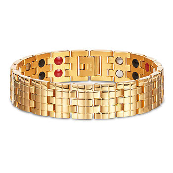 SHEGRACE Stainless Steel Watch Band Bracelets, Golden, 8-5/8 inch(22cm)