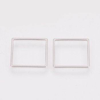 201 Stainless Steel Linking Ring, Square, Stainless Steel Color, 12x12x0.8mm