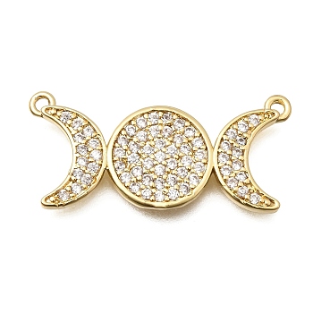 Religion Brass Micro Pave Clear Cubic Zirconia Pendants, Triple Goddess Sign Charms, Golden, 12x26.5x2mm, Hole: 1~1.2mm