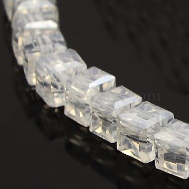 4mm Clear Cube Electroplate Glass Beads