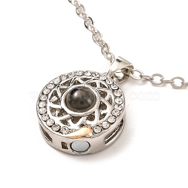 Magnetic Moon & Star with Rhinestone Pendant Necklaces for Girl Women(NJEW-B081-01B)-3