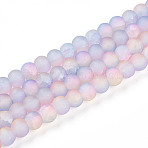 Crackle Glass Beads Strands, Round, Two Tone, Frosted, Plum, 6~6.5x5~5.5mm, Hole: 1mm, about 147~149pcs/strand, 31.89~32.28 inch(81~82cm)(GLAA-N009-6mm-04)