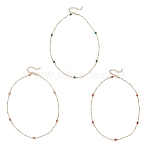 3Pcs 3 Colors 304 Stainless Steel Satellite Chain Necklaces for Women, with Dyed Natural Malaysia Jade Rondelle Beads, Golden, 15.51 inch(39.4cm), 1pc/color(NJEW-JN05572)