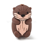 Animal Theme Silicone Beads, Focal Beads, 28.5x17.5x14.5mm, Hole: 2.7mm(SIL-E013-03G)