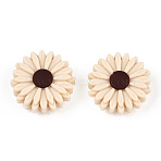 Food Grade Eco-Friendly Silicone Focal Beads, Daisy, Antique White, 22x8.5mm, Hole: 2mm(SIL-F002-14E)