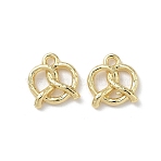 Alloy Pendants, Pretzel Charms, Lead Free & Cadmium Free, Rack Plating, Golden, 13x12.5x3mm, Hole: 1.6mm(FIND-L024-07G)