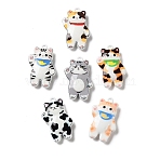 Printed Alloy Pendants, Waving Cat Shape Charms, Mixed Color, 24x15x5mm, Hole: 1.4mm(AL-CBA91DB-01)