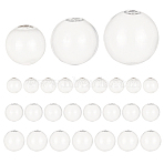 30Pcs 3 Style Round Mechanized Blown Glass Globe Ball Bottles, for Stud Earring or Crafts, Clear, 20~30mm, Hole: 5mm, 10pcs/style(BLOW-PH0001-15)