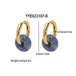 French Vintage Natural Lapis lazuli Hoop Earrings, Elegant 304 Stainless Steel Jewelry, Golden, Blue, 29x3.9mm(AC0177-3)