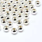 Brass Solid Round Beads, Lead Free & Cadmium Free & Nickel Free, Silver, 4mm, Hole: 1.5mm(KK-M085-28S-NR)