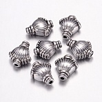 Tibetan Style Alloy Beads, Cadmium Free & Nickel Free & Lead Free, Shell, Antique Silver, 11x9x5mm, Hole: 1mm(LF0240Y-NF)