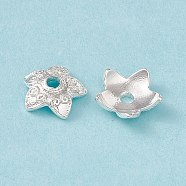 5-Petal Brass Bead Cap, Cadmium Free & Lead Free, Long-Lasting Plated, Flower, 925 Sterling Silver Plated, 9x9x2.5mm, Hole: 1.8mm(KK-A172-15S)
