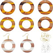 Olycraft DIY Dangle Earring Making Kits, Including Resin & Oblate Ring Walnut Wood Pendants, Brass Earring Hooks & Jump Rings, Mixed Color, 36pcs/box(DIY-OC0005-88)