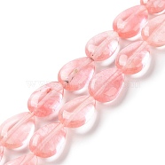 Cherry Quartz Glass Beads Strands, Flat Teardrop, 13~14x9.5~10x5~5.5mm, Hole: 1.2mm, about 28pcs/strand, 15.16''(38.5cm)(G-K357-A05-01)