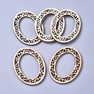 Poplar Wood Linking Rings, Laser Cut Wood Shapes, Oval, Floral White, 55x40x2.5mm, Inner Diameter: 36.5x24mm(WOOD-D021-16)