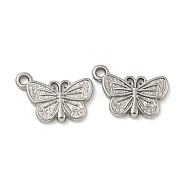 Non-Tarnish 304 Stainless Steel Charms, Butterfly Charm, Stainless Steel Color, 10.5x15.5x1.5mm, Hole: 1.6mm(STAS-N103-111P)