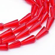 Transparent Glass Bead Strands, Cone, Red, 8x4mm, Hole: 1mm, about 65~68pcs/strand, 22 inch(GLAA-R170-4x8-01N)