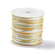 Segment Dyed Nylon Thread Cord, Rattail Satin Cord, for DIY Jewelry Making, Chinese Knot, Gold, 1mm(NWIR-A008-01J)