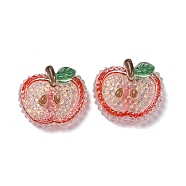 Fruit Transparent Epoxy Resin Decoden Cabochons, with Paillettes, Apple, 19x21x7mm(CRES-I030-23H)