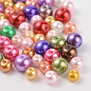 Glass Pearl Round Beads, Mixed Style, Mixed Color, 6~8mm, Hole: 1mm(HY-X0003)