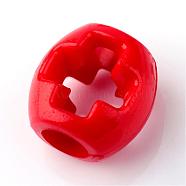 Opaque Acrylic Beads, Oval with Cross, Red, 14x14x10mm, Hole: 5.5mm, about 625pcs/500g(SACR-S812-C07)