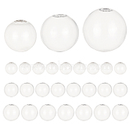 Elite 30Pcs 3 Style Round Mechanized Blown Glass Globe Ball Bottles, for Stud Earring or Crafts, Clear, 20~30mm, Hole: 5mm, 10pcs/style(BLOW-PH0001-15)
