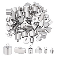 Unicraftale DIY End Finding Making Kit, Including 304 Stainless Steel Cord Ends & Ribbon Crimp Ends, Mixed Shape, Stainless Steel Color, 8.5~14x4.5~15mm, 72Pcs/box(STAS-UN0037-97)