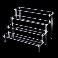 4-Tier Assembled Transparent Acrylic Organizer Display Risers, for Action Figures, Cosmetic, Favor Goods Storage, Clear, Finish Product: 30x30.4x20cm(ODIS-WH0029-86A)