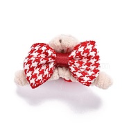 Plastic Claw Hair Clips, Covered with Wool and Cloth, Bowknot & Flower, Red, 80x45x38mm(PHAR-D010-07)