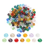 200Pcs Faceted Rondelle Transparent Glass Beads, Mixed Color, 6x4mm, Hole: 1mm(GLAA-YW0001-83)